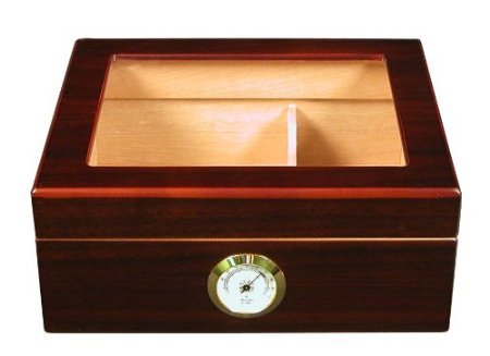 Mantello 25-50 Cigar Desktop Humidor Royale Glasstop